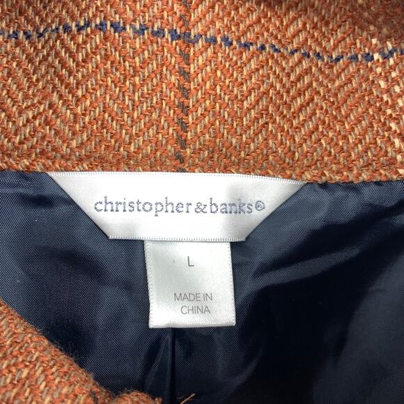 Christopher & Banks Tweed Bomber Jacket with Pockets Size L Window Pane Check - Picture 3 of 7